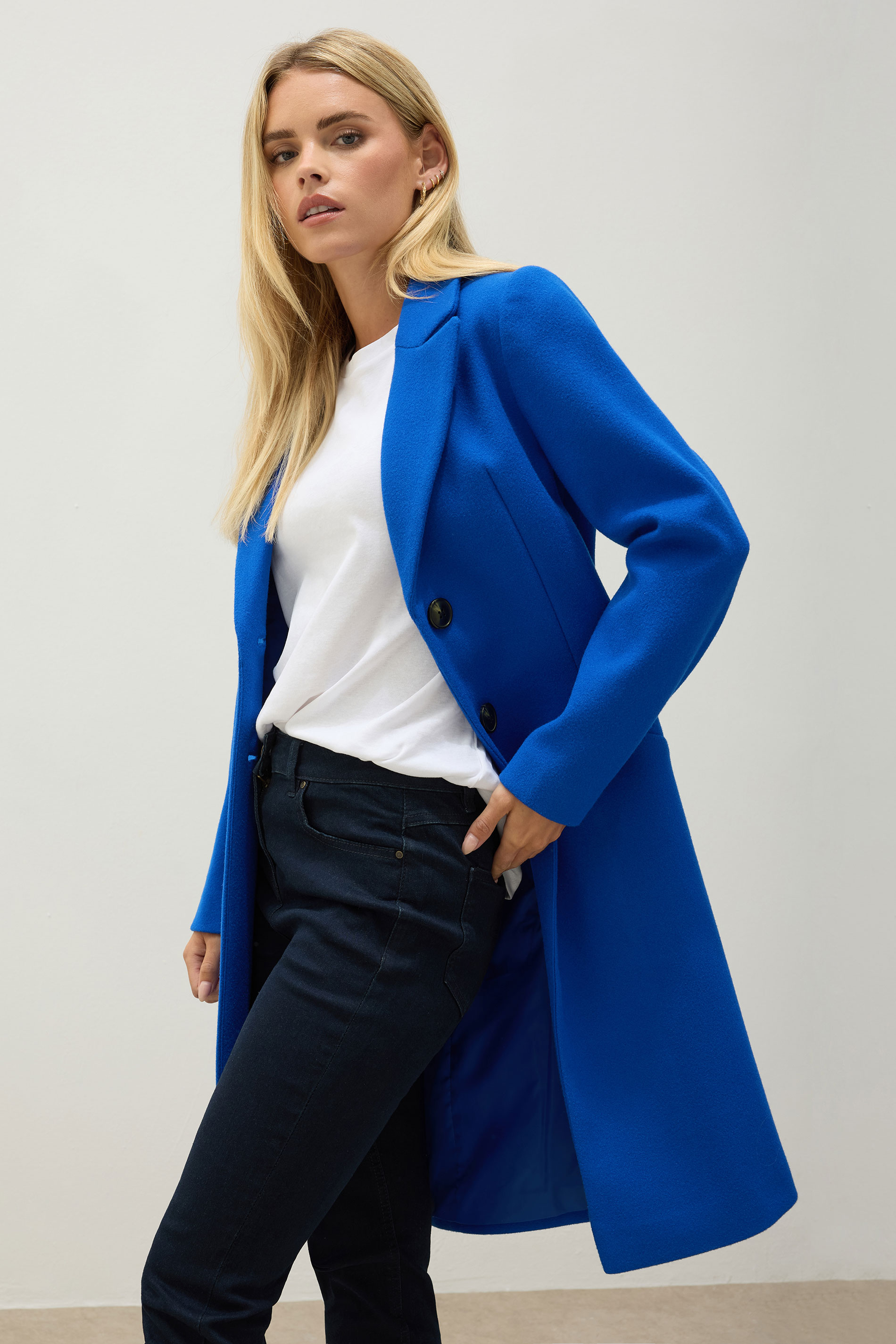 M&Co Petite Cobalt Blue Single Breasted Formal Coat | M&Co 3
