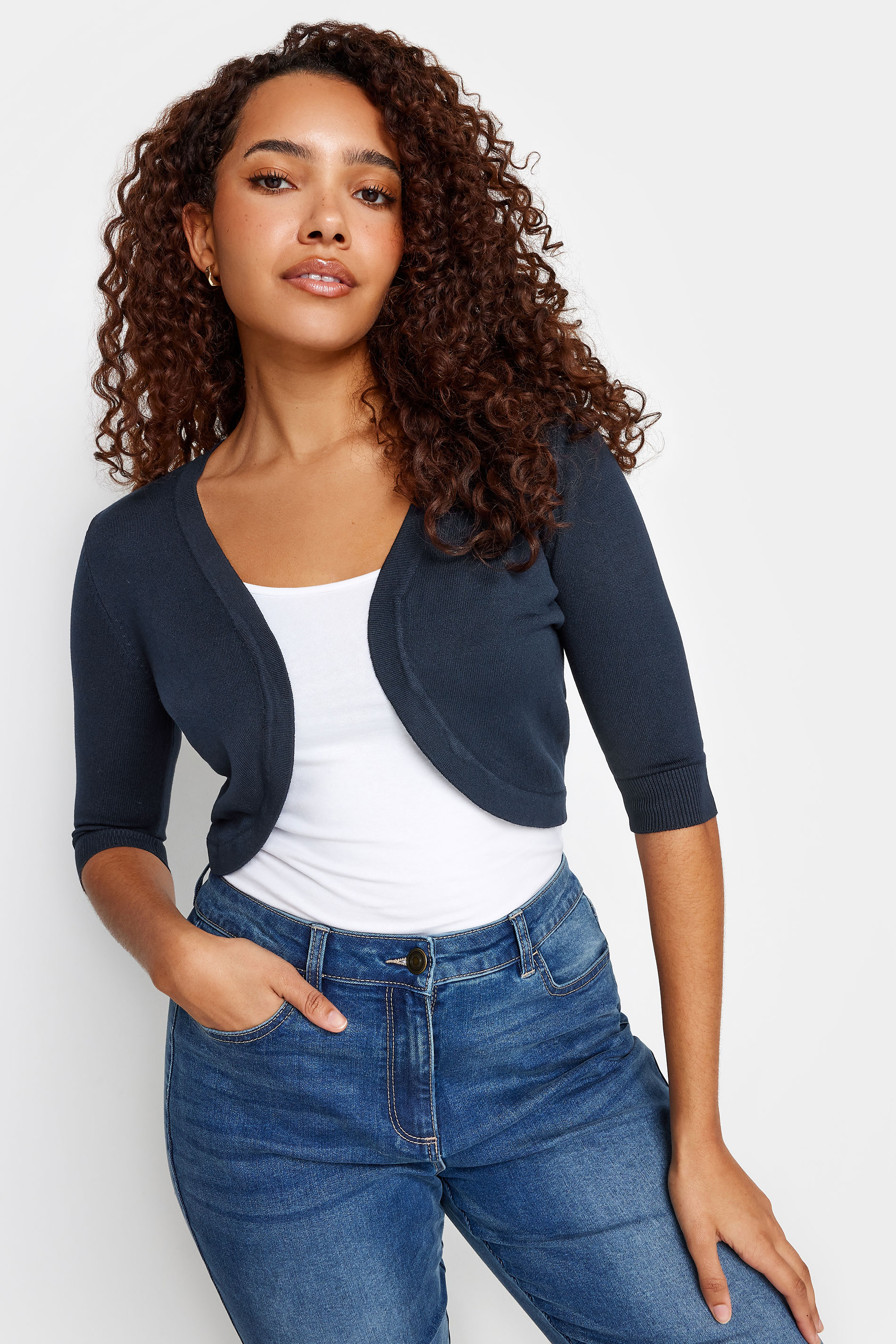 M&Co Navy Blue Cropped Cardigan | M&Co 1